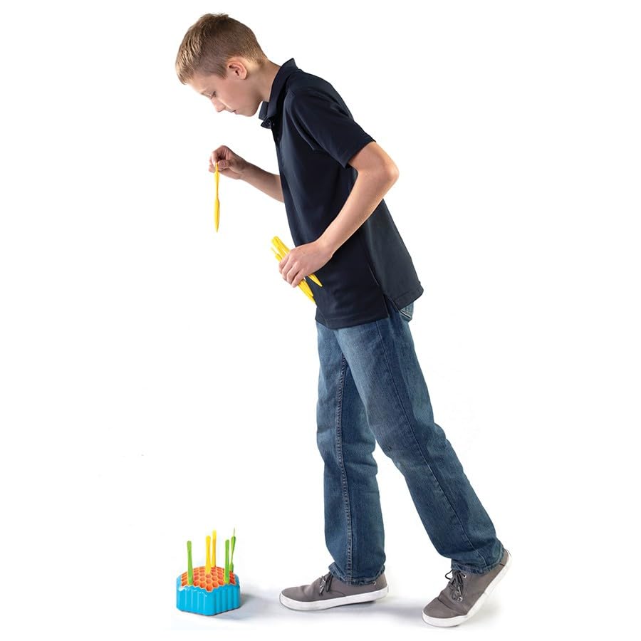 Fat Brain Toys Drop Shot Game - 2-Player Skill Game for Ages 6+, Small, Plastic, Green/Yellow, Model FA304-1