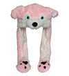 Joyhy Kids Adults Plush Hat Ear Moving Ear Flap Hat With Paw Pink Wolf