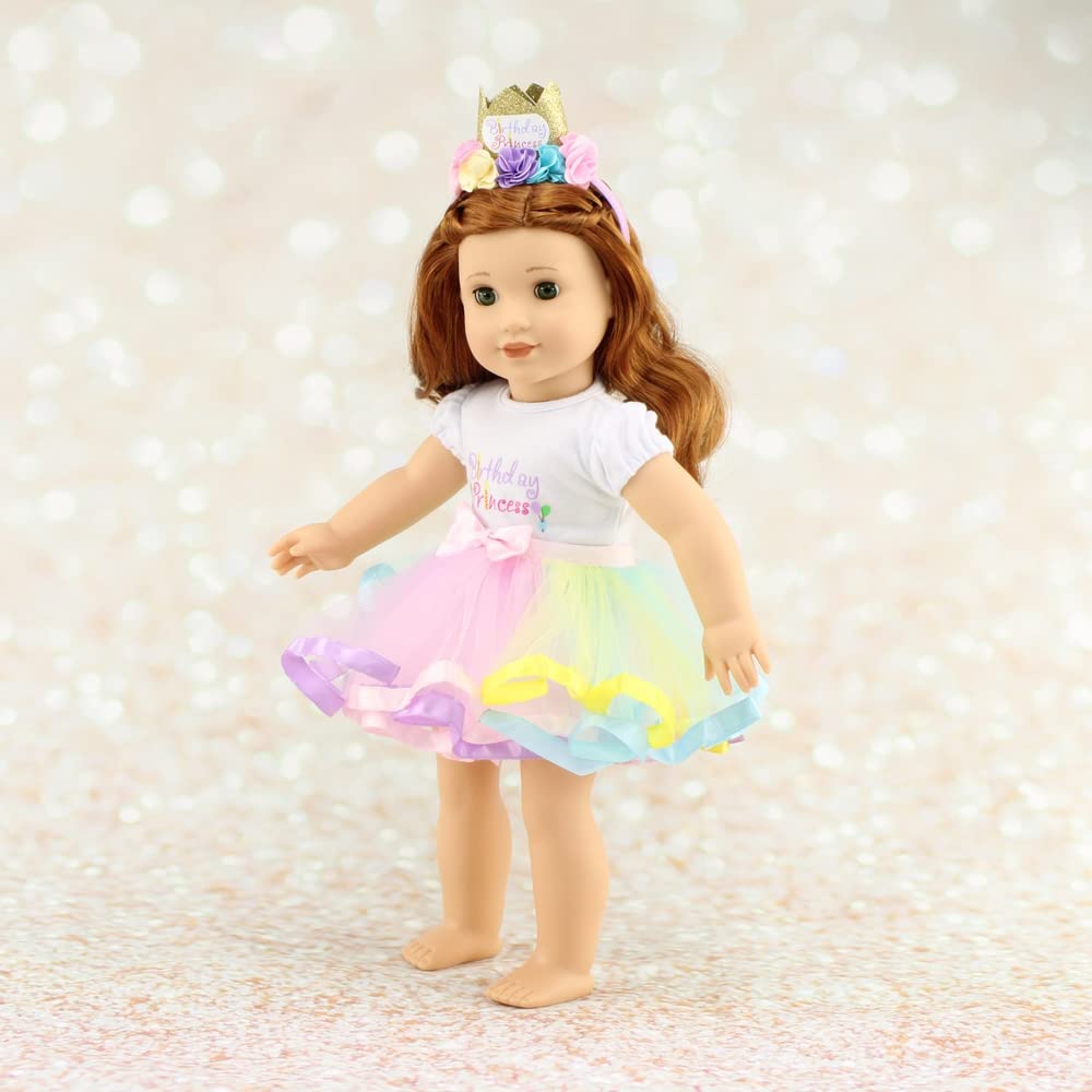 Emily Rose 18" Doll Clothes Set - 3 PC Birthday Princess Outfit, Polyester, Rose, Model INS2146