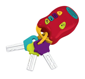 Battat – Toy Keys Set – 3 Keys & Remote With 4 Fun Sounds – Mini Flashlight – Toy Car Keys With Fob For Baby, Toddler – 10 Months + – Light & Sound Keys, Red