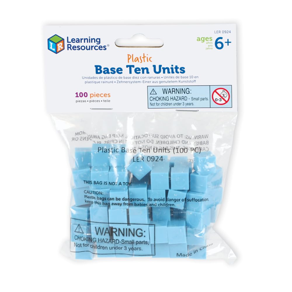 Learning Resources Plastic Base Ten Units, Blue