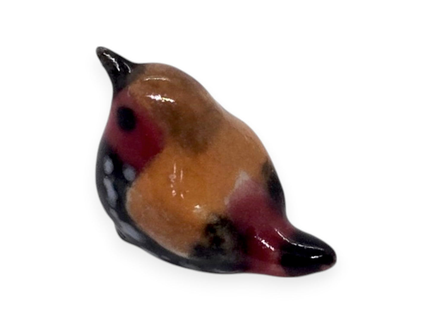 Witnystore Tiny ? Inch Red Avadavat Strawberry Finch Bird Figurine - Miniature Hand Made Painted Ceramic Birds Aves Colorful Por