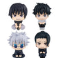Puruuige 4Pcs Okkotsu Yuta/Fushiguro Megumi/Geto Suguru Figures Anime Q Version Fushiguro Megumi Figurine 3.93'' Look Up Pose Mo