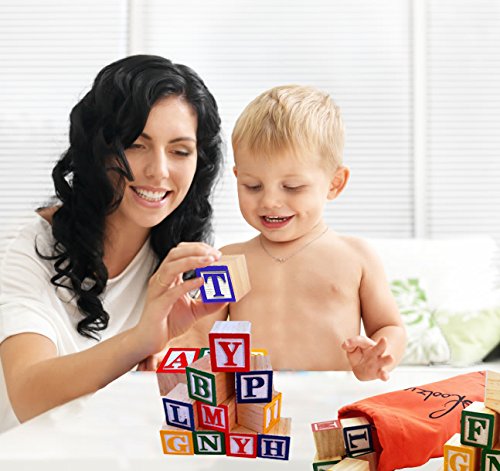 Skoolzy Abc Wooden Blocks For Toddlers 30 Wood Alphabet Blocks Montessori Stacking Letter Preschool Learning Toys Develop Language Skills Boys And Girls Ages 2+ Includes Ebook & Storage Bag