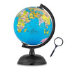 Magicwand Metal & Board Political Educational Laminated Rotating World Globe With Metal Base (5 Globe Black Metai With Magnifie