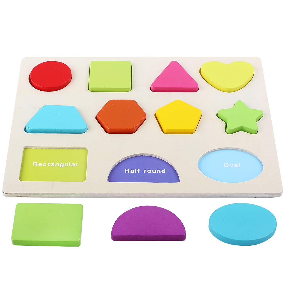 Qzmtoy Wooden Puzzles For Toddlers, Wooden Alphabet Number Shape Puzzles Toddler Learning Puzzle Toys For Kids, 3 In 1 Puzzle For Toddlers, Age 3+ (Set Of 3)