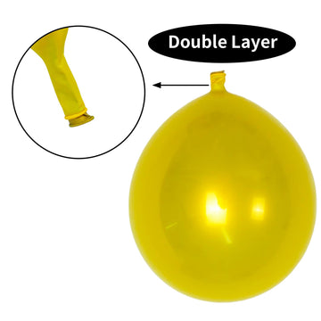 Chrome Yellow Balloons 12 Inch, Double-Layered Metallic Yellow Balloons, Shiny Thick Chrome Metallic Yellow Latex Helium Balloons For Birthday Wedding Graduation Party Decoration Supplies