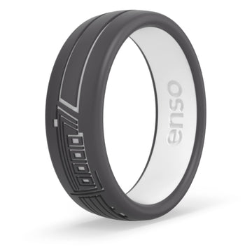 Enso Rings Star Wars Lightsaber Collection - Dualtone Silicone Ring - Etched Design - Dark Saber - Size 12