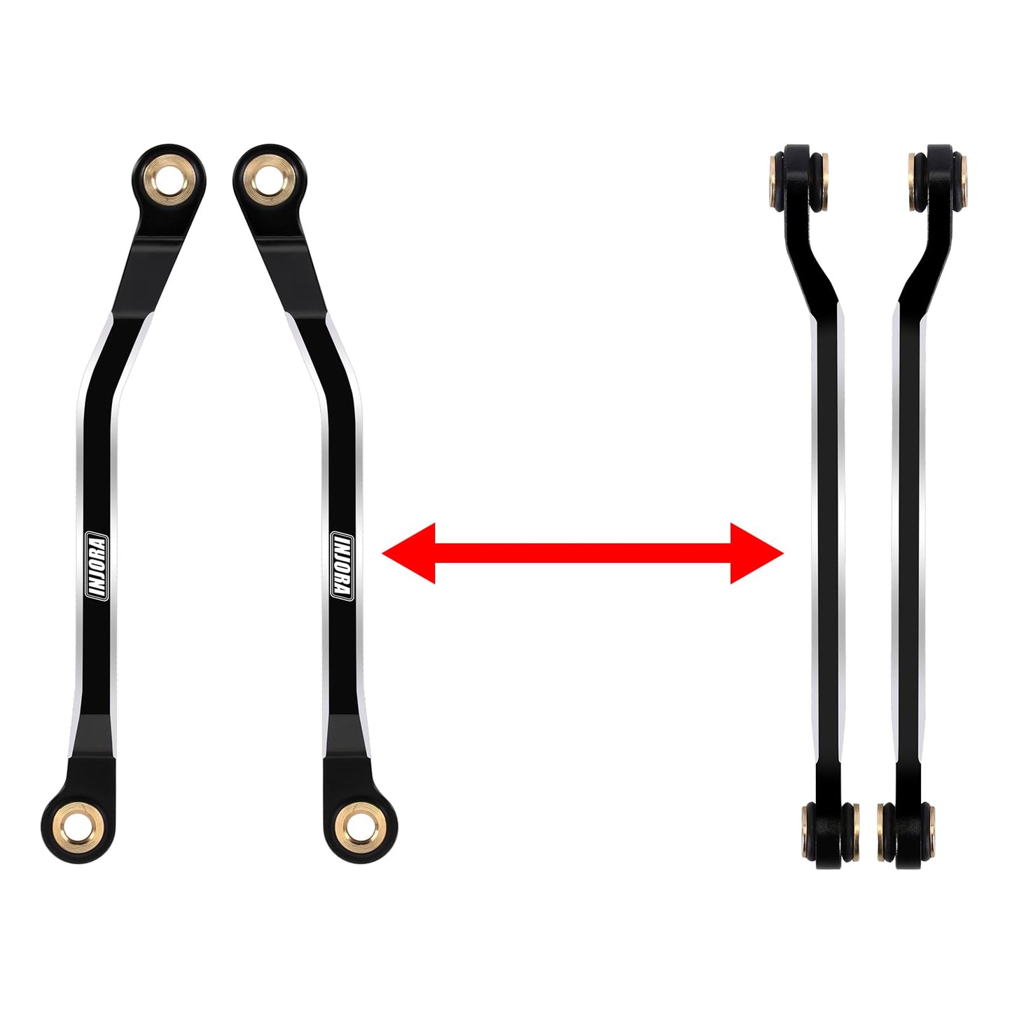 INJORA High Clearance Links Set - CNC Aluminium Chassis Link for TRX4M High Trail K10 F150 Upgrade 1/18 RC Crawler(Black)