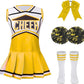 LMYOVE Classic Yellow 5-Piece Cheerleading Set for Kids - Includes Top, Skirt, Pom Poms, Headband, and Socks,8-9Y