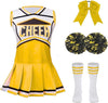 LMYOVE Classic Yellow 5-Piece Cheerleading Set for Kids - Includes Top, Skirt, Pom Poms, Headband, and Socks,4-5Y