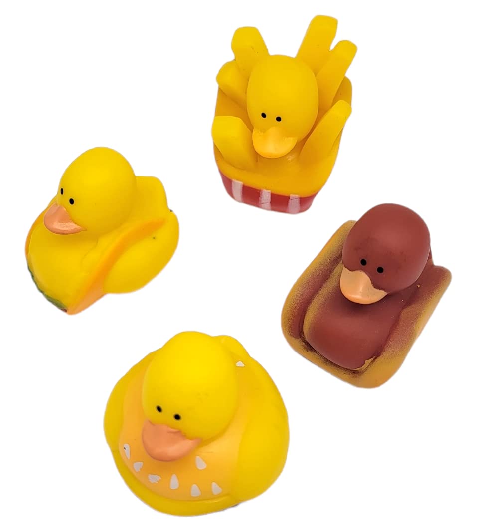 Cool Rubber Ducks (2') Standard Size. (12 Pack) Cute Duck Bath Tub Pool Toys. (Fast Food Rubber Duckies)