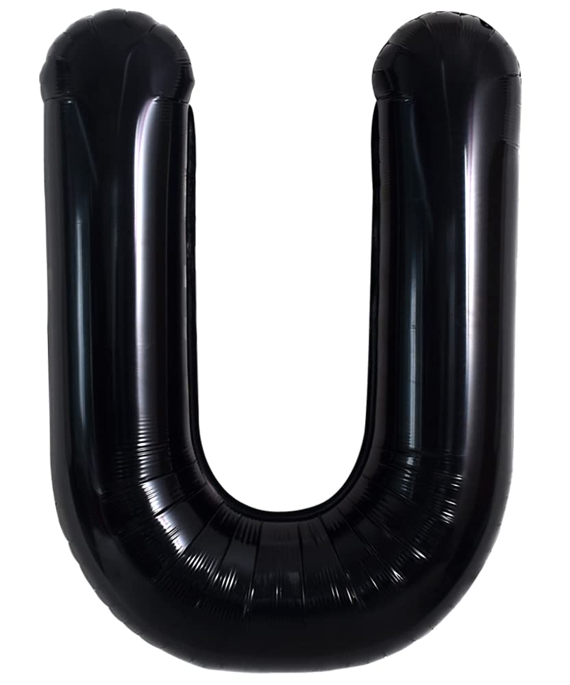 Toniful 40 Inch Large Black U Letter Balloons Jumbo Helium Balloons,Foil Mylar Big Alphabet Balloons For Birthday Party Annivers
