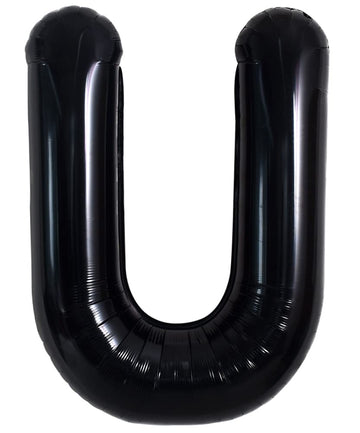 Toniful 40 Inch Large Black U Letter Balloons Jumbo Helium Balloons,Foil Mylar Big Alphabet Balloons For Birthday Party Annivers
