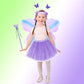 Wildparty Girl Fairy Costume Set With Butterfly Wings, Tutu, Butterfly Hair Clips, Magic Wand, Headband And Veil Costume Set For 3-8 Years Girl Dress Up And Birthday Party Ballet Dance (Purple)