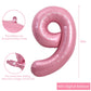 Toniful 40 Inch Light Pink Large Macaron Numbers Balloons 0-9, Number 9 Digit 9 Helium Balloons, Foil Mylar Big Number Pastel Ba