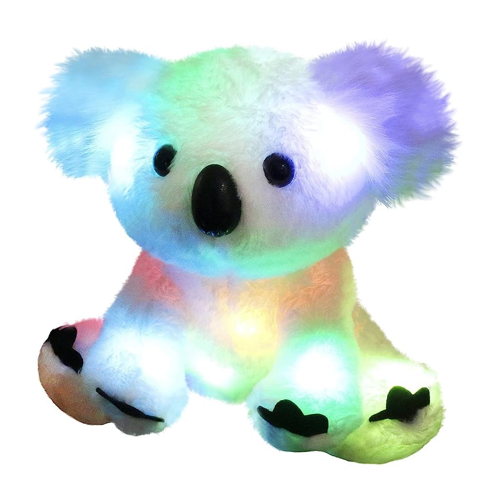 Glow Guards 10'' Plush White Koala LED Stuffed Animal with Rainbow Night Lights - Ideal Gift for Toddlers and Kids