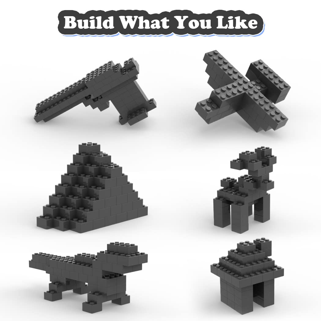 Unirolic Classic Building Bricks, 200 Piece 2X2 Building Blocks Stem Creative Building Toys, 100% Compatible With All Major Brands, Building Bricks Play Set For Kids Age 6+ (Dark Grey)