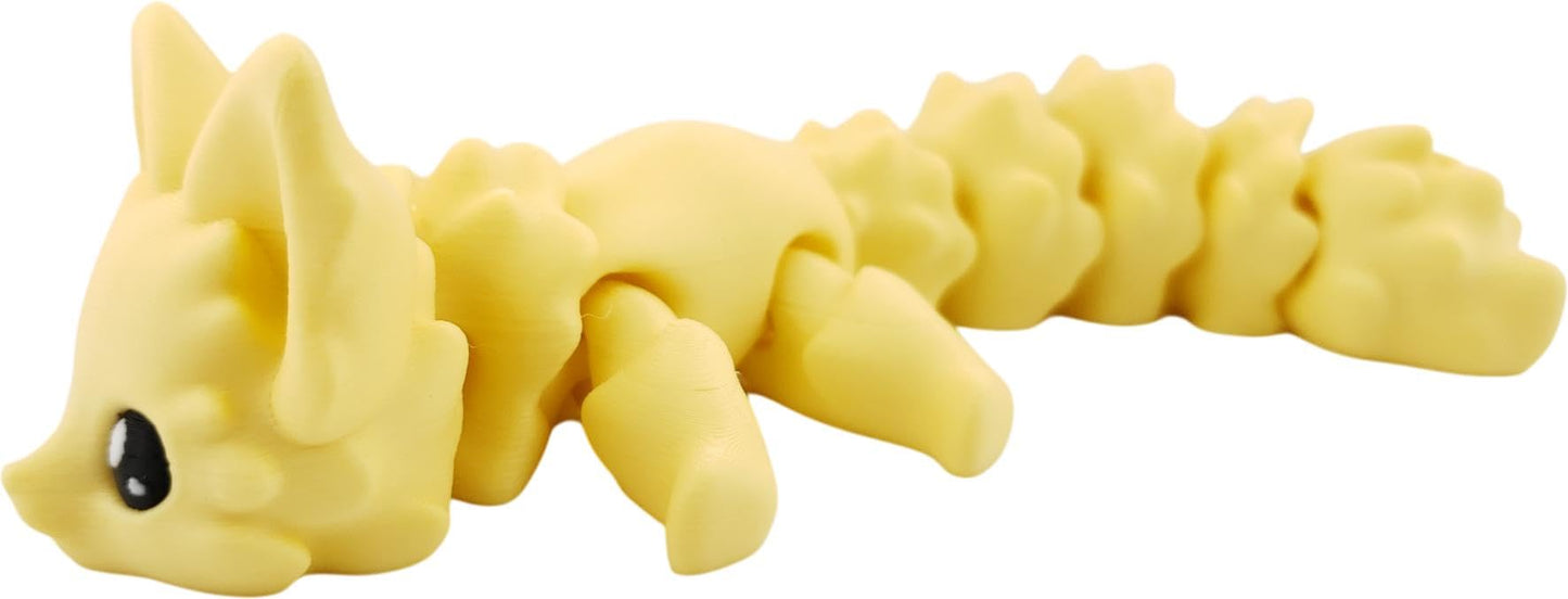 Cute Fox Desk Buddy, Articulated 3D Printed Fidget, 7.5 Inches, Authorized Seller (Pastel Yellow)