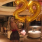 40 Inch Big Gold 9 Balloon Number, Jumbo Giant Happy 9Th 19 29 39 49 99 Birthday Party Decorations, Large Nine Mylar Foil Annive