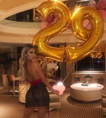 40 Inch Big Gold 9 Balloon Number, Jumbo Giant Happy 9Th 19 29 39 49 99 Birthday Party Decorations, Large Nine Mylar Foil Annive