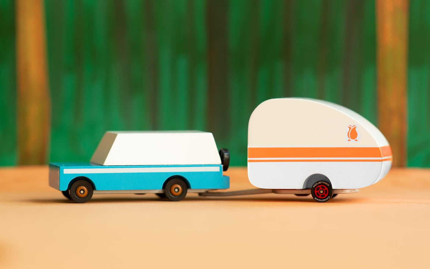 CANDYCAR Wooden Diecast Collection - Rosebud Camper  enhanced Handcrafted Beech Wood Toy