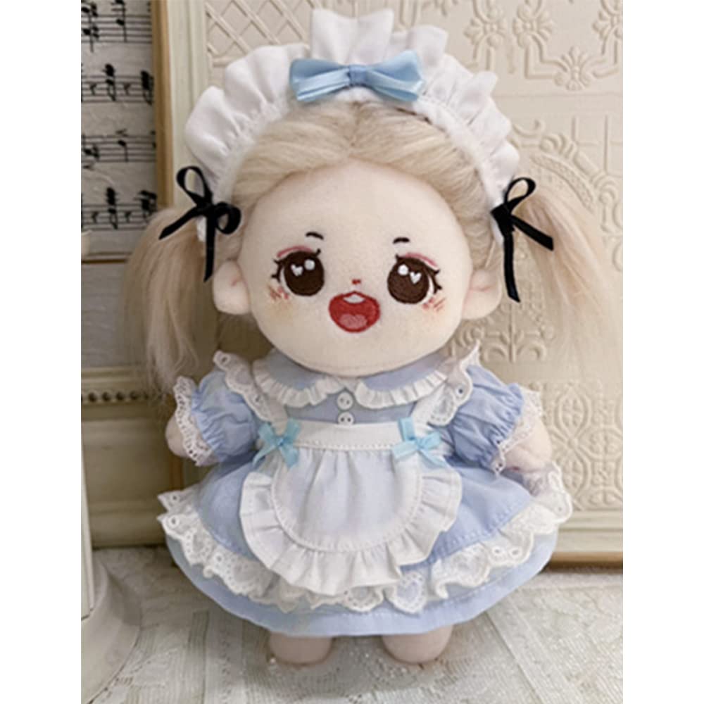 Niannyyhouse 15Cm Plush Doll Clothes Maid Set Headdress Dress Apron Shorts 6In Doll Dress Up (Pink)