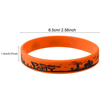 Fepito 35 Pcs Halloween Wristband Silicone Wristbands 7 Classic Halloween Patterns Rubber Band Bracelets Halloween Trick Or Trea