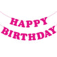 Pink Happy Birthday Banner Sign Happy Birthday Bunting Banner Flag Garland For Kids Girls Baby Birthday Party Decorations Supplies