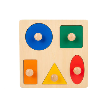 Montessori Toys For Babies 6-12 Months Wooden Shape Puzzles For Toddlers 1-3,Jumbo Knob Baby Puzzles For Easy Grasp,Color & Shape Sorter - Montessori Puzzle Preschool Learning Toys(5 Geometric Shape)