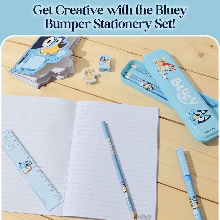 Bluey Stationery Set For Kids Notebook Colouring Pencils Pencil Case Pen Ruler Eraser Preschool Nursery Gifts For Kids
