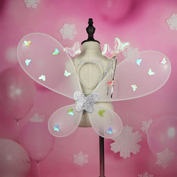 Purfeel Girls Led Light Up Angel Wings Kids Butterfly Wings Costume 4Pcs Sets