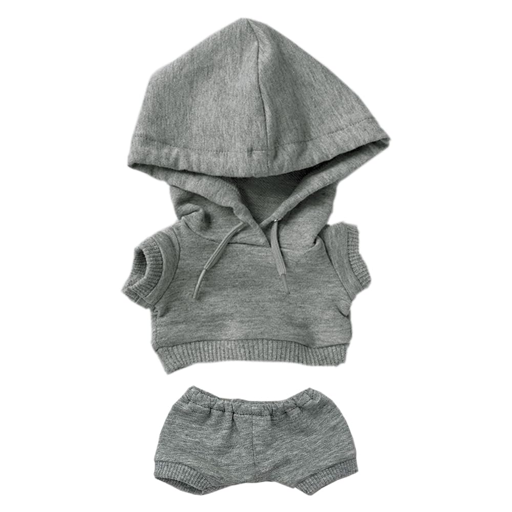 Niannyyhouse 10Cm Plush Doll Clothes Elastic Solid Sportswear Suits Hoodie Pants Soft Stuffed Plush Toy Dress Up Accessories (Gr