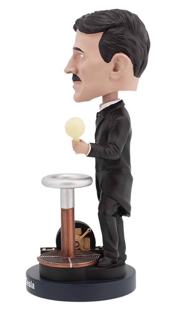Royal Bobbles Nikola Tesla Bobblehead - 8" Silver Premium Polyresin Figure, Exquisite Detail, Model RB1083, Unique Serial Number