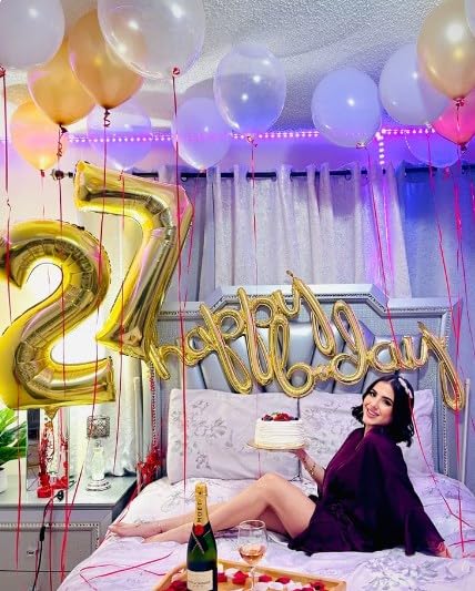Gold Number 7 Birthday Balloon 40 Inch, Digital Balloons For 7 17 27 70 73 77 Party Celebration Decorations Supplies, Mylar Foil