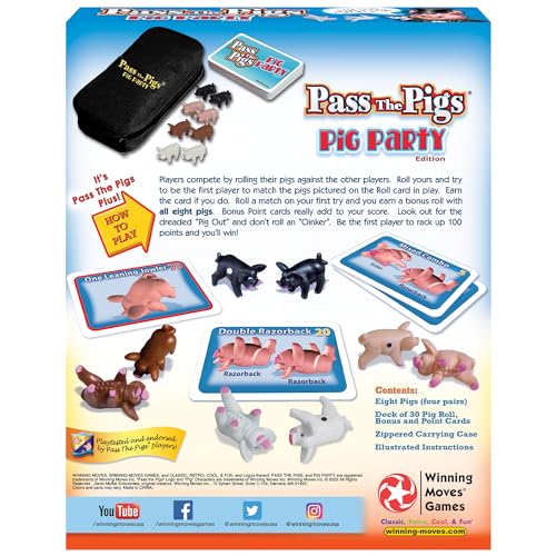 Pass The Pigs: Pig Party Edition by Winning Moves Games USA, Try Your Luck Using Pigs as Dice, Up to 4 Players Can Now All Play