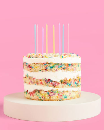 xo, Fetti Skinny Pastel Happy Birthday Party Candles - 8 Pieces | Cute Bday Supplies, Fun Cake Decorations