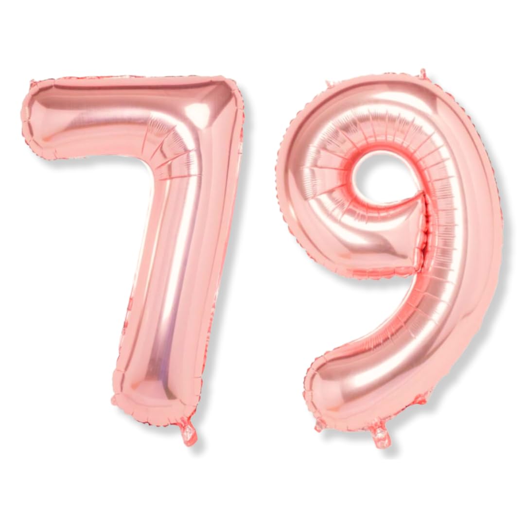 Flyloons 79 number Rose Gold Foil Balloon 16 inch Size Birthday Decoration Items Pack of 2 | 79th Year Balloons | Seventy Nine