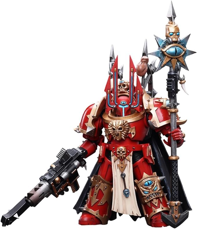 Joytoy 1/18 Action Figure Warhammer 40,000 Chaos Space Marines Crimson Slaughter Sorcerer Lord In Terminator Armour 4.96 Inch Co