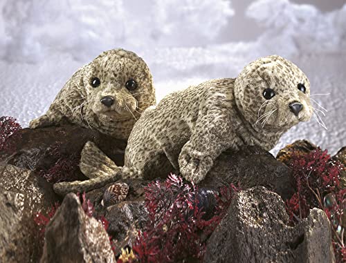 Folkmanis Harbor Seal Hand Puppet, Brown, Cream, Black, 1 Ea