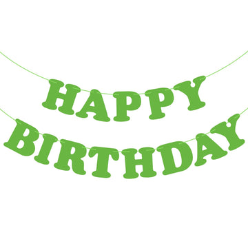 Green Happy Birthday Banner Sign Happy Birthday Bunting Banner Flag Garland For Kids Boys Baby Birthday Party Decorations Supplies