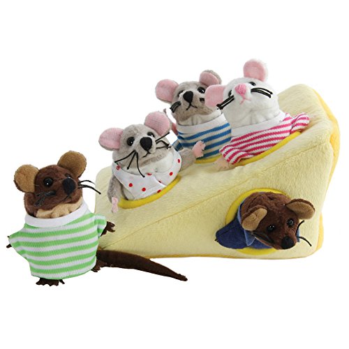The Puppet Company Hide-Away Puppets Mouse Family In Cheese Finger Puppet Set