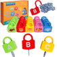 Dinhon Color Alphabet Learning Lock Toys Educational Letter Combination-With 26 Locks, 26 Keys Montessori Preschool Alphabet Learning Game For Ages 3 Yrs+