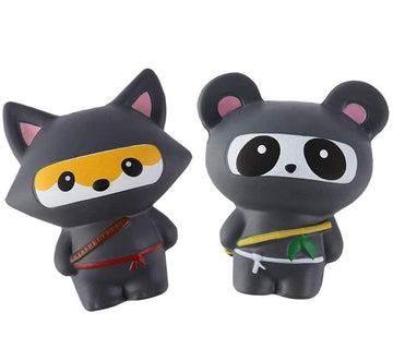 Anboor 2 Pcs Squishies Ninja Jumbo Panda And Fox Slow Rising Squishies Kawaii Scented Soft Animal Toys Stress Relief Kid'S Toys