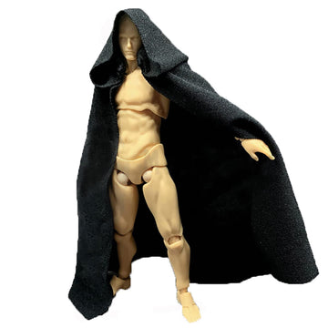 Ssbeauty M 1:12 Scale Fabric Cape Cloak With Hat For 6 Inch 1/12 Action Figure Clothes (Black Cloak)
