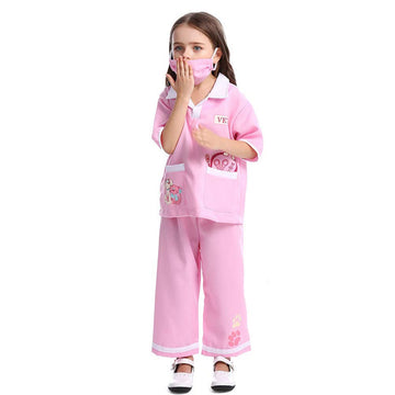 Lontakids Kids Animal Doctor Role Play Costume Veterinarian Pretend Play Dress Up Set With Medical Kit (6-8 Years, Pink)