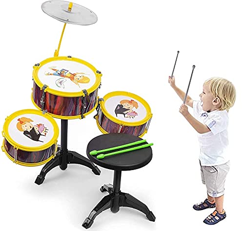 Glan Musical Drum Set Toy With 5 Drums And 2 Stick Cymbal For Kids Boys And Girls