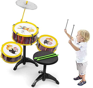Glan Musical Drum Set Toy With 5 Drums And 2 Stick Cymbal For Kids Boys And Girls
