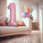 Diwuli Number Balloons 40 Inch Pastel Pink - Large Number 4 Balloon, Big Pink Balloons, Helium 4Th Birthday Party Decorations Su