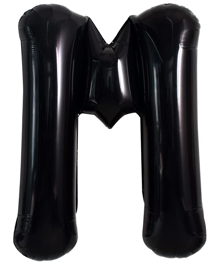 Toniful 40 Inch Large Black M Letter Balloons Jumbo Helium Balloons,Foil Mylar Big Alphabet Balloons For Birthday Party Annivers